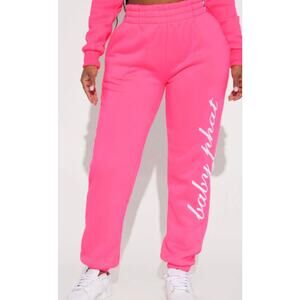 Baby Phat hot neon pink sweat pants embroidered stitching NWT XL
